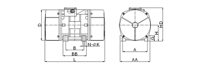 YZU臥式振動(dòng)電機(jī)型號(hào)